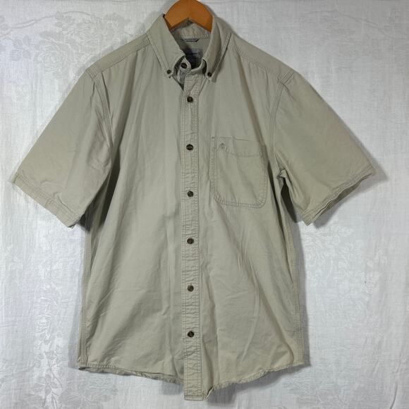 Carhartt Button Down Medium Tan 100382 Short Sleeve Workwear Utility Safari - Picture 1 of 10